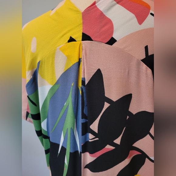 Karlie Tropical Colorful Palm Print Oversized Tunic Top SZ S - Picture 6 of 10